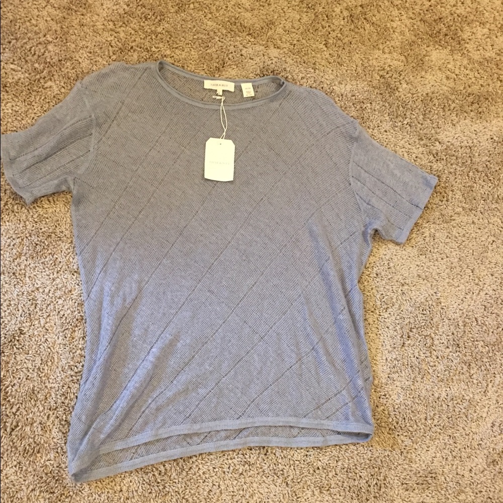 Inhabit blue gray short sleeve sweater